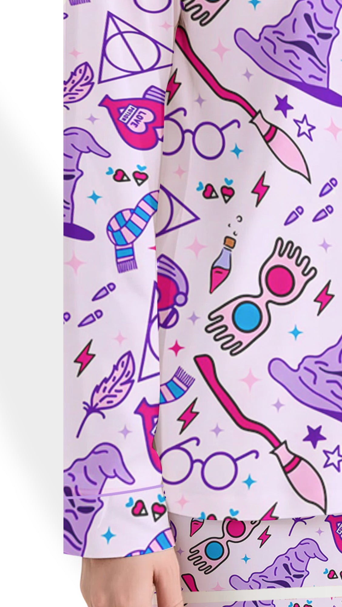 Women’s Witch Halloween Satin Pajama Set – Long Sleeve Spooky PJs