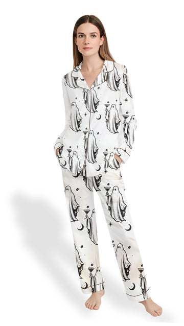 Women’s Halloween Pajama Set – Ghost Cocktail Espresso Martini  PJs