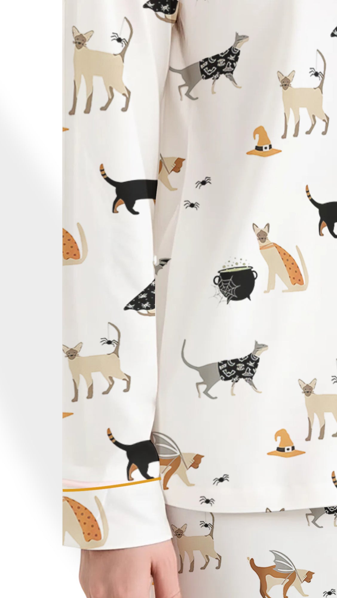 Women’s Halloween Cat Party Satin Pajama Set