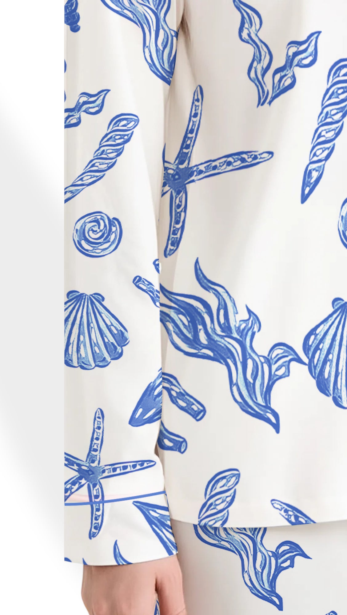 Women’s Summer Beach Pajama Set – Coastal Life Satin Sleepwear