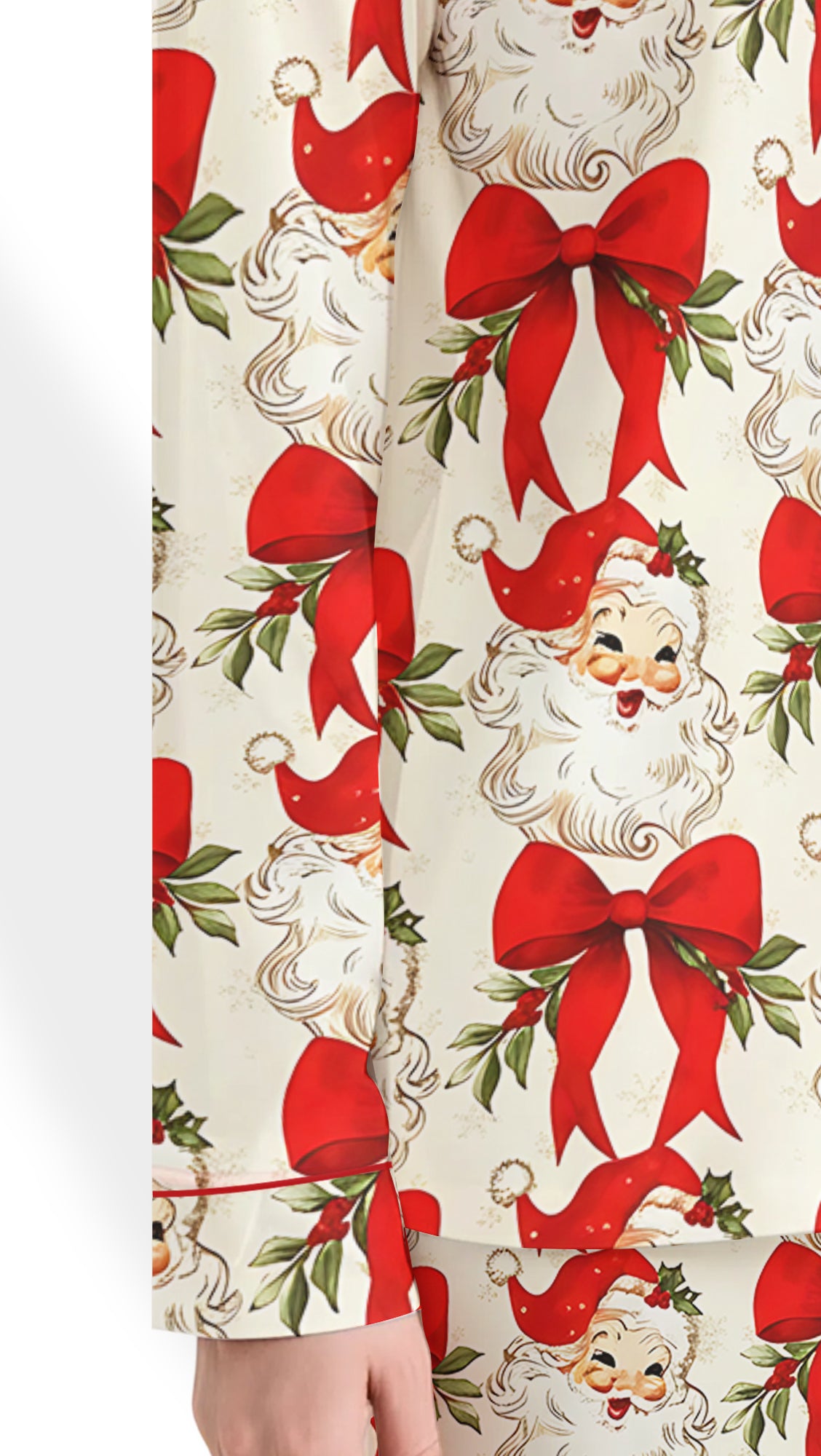 Women’s Vintage Santa Christmas Satin Pajama Set