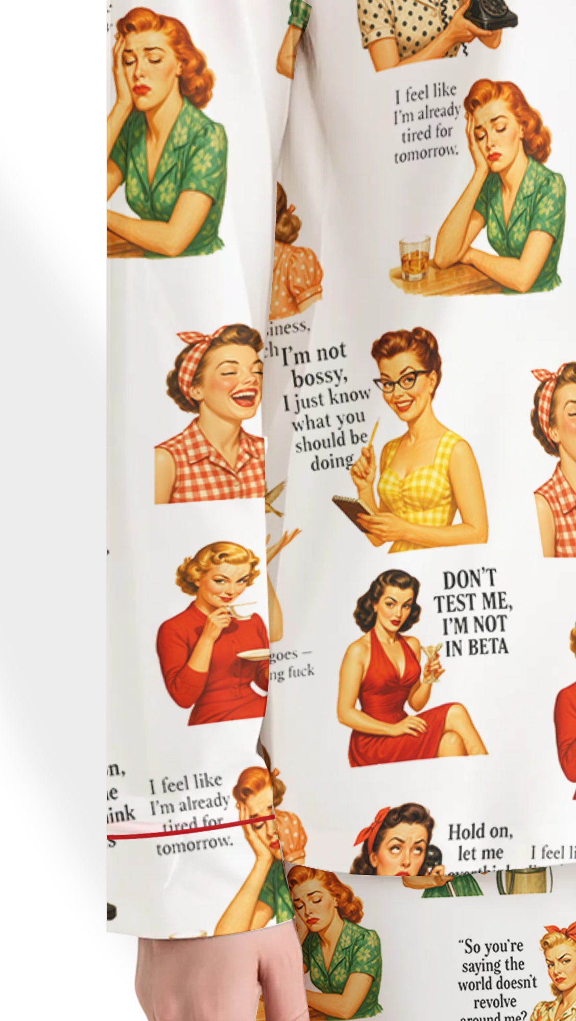 Women’s Retro Housewife Sarcastic Quote Satin Pajama Set