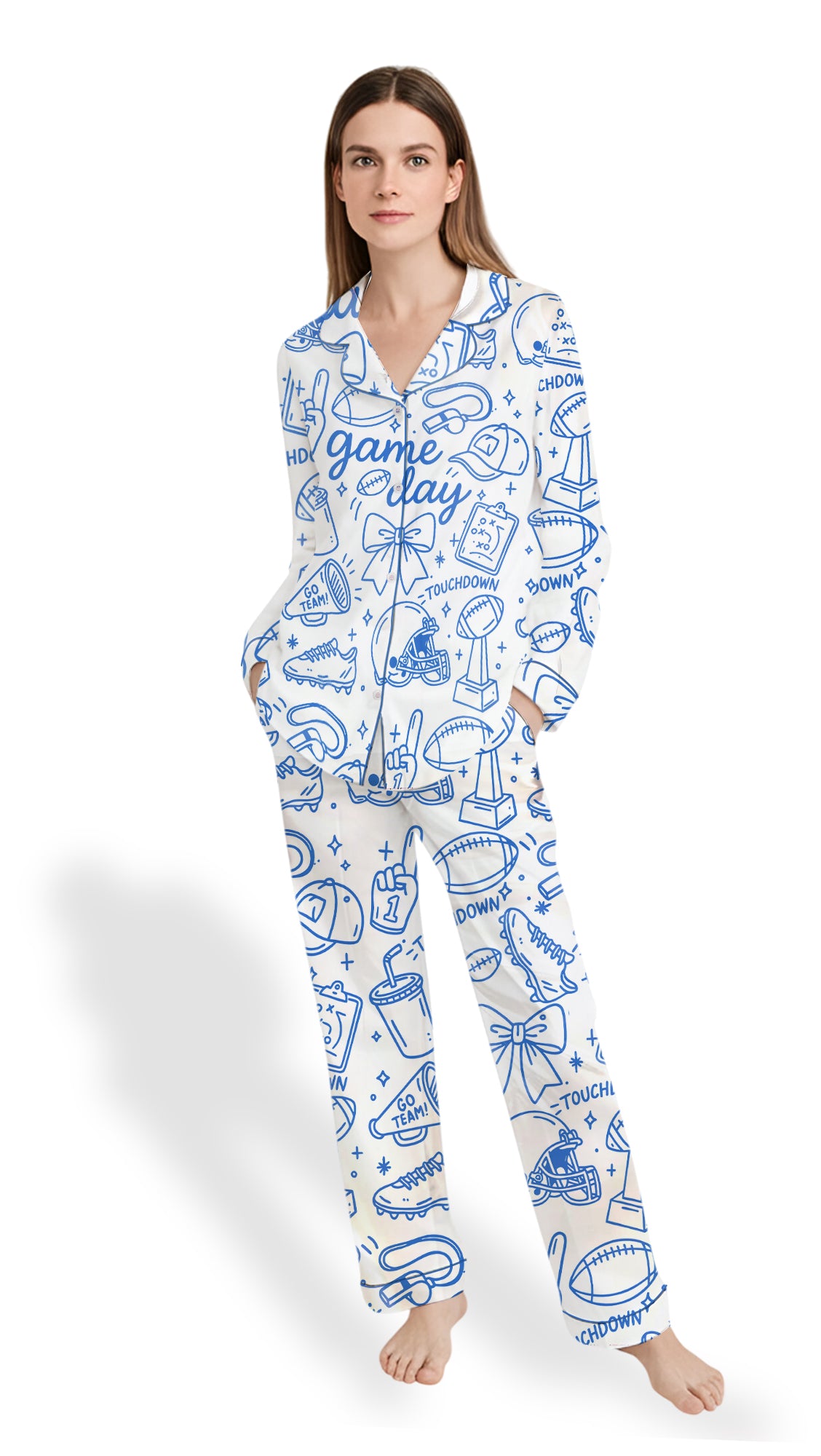 Women’s Football Pajama Set – Game Day Satin Sleepwear