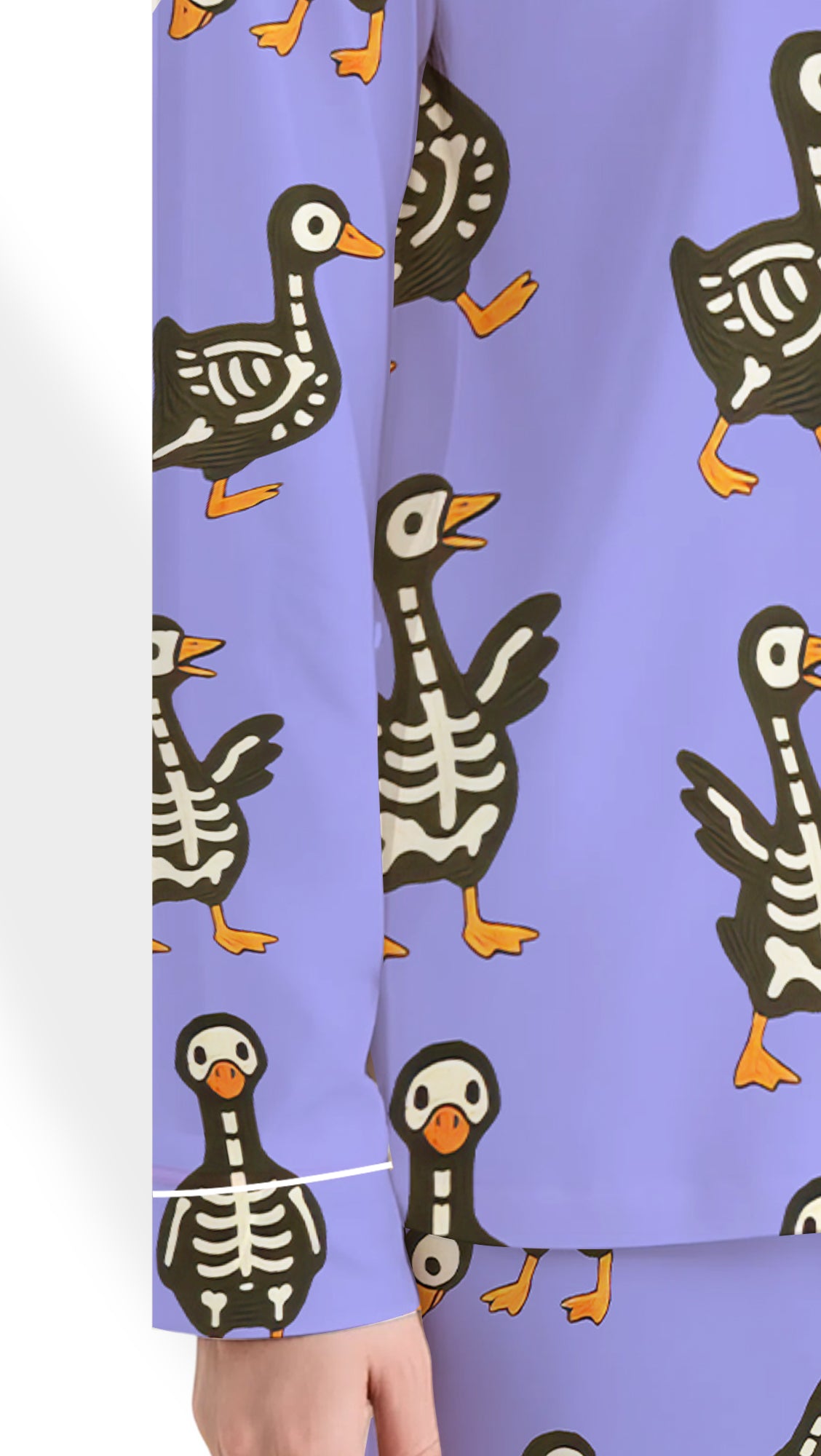 Women’s Skull Duck Pajama Set – Halloween Skull Goose Satin PJs