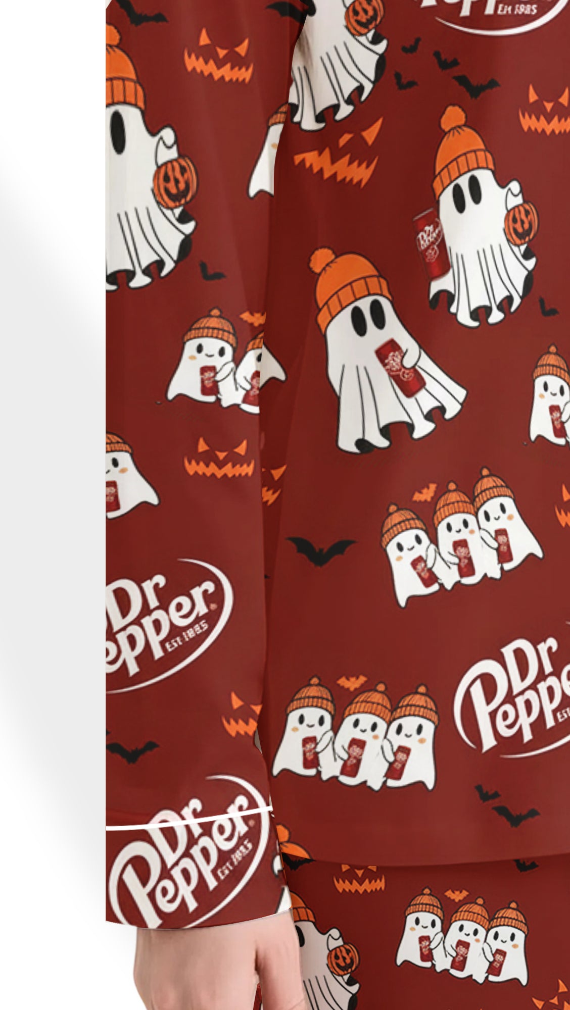 Dr PP Ghost Halloween Drink Satin Pajama Set for Women