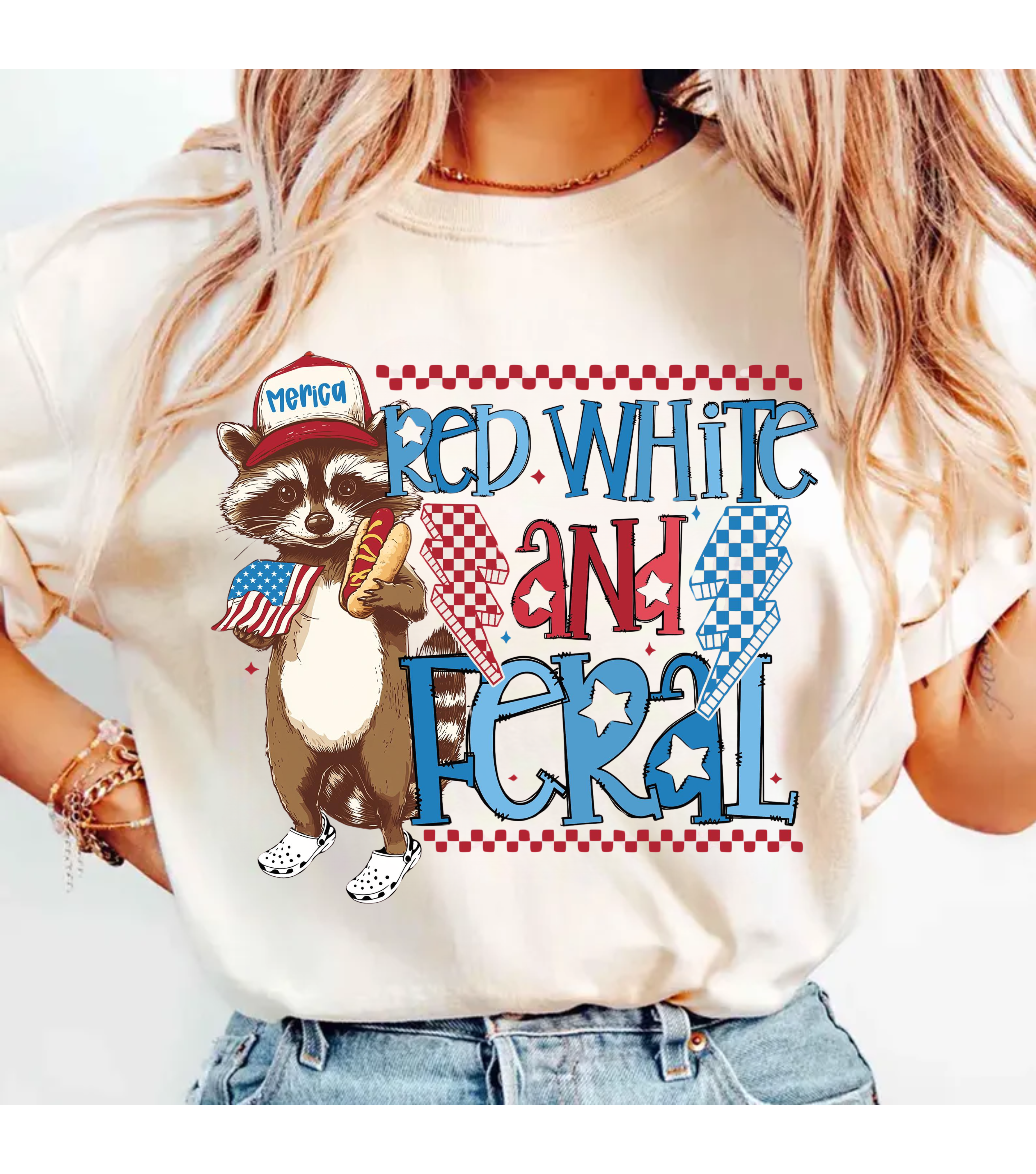 Red White and Feral Tee – Funny Raccoon USA Shirt Comfort Colors®