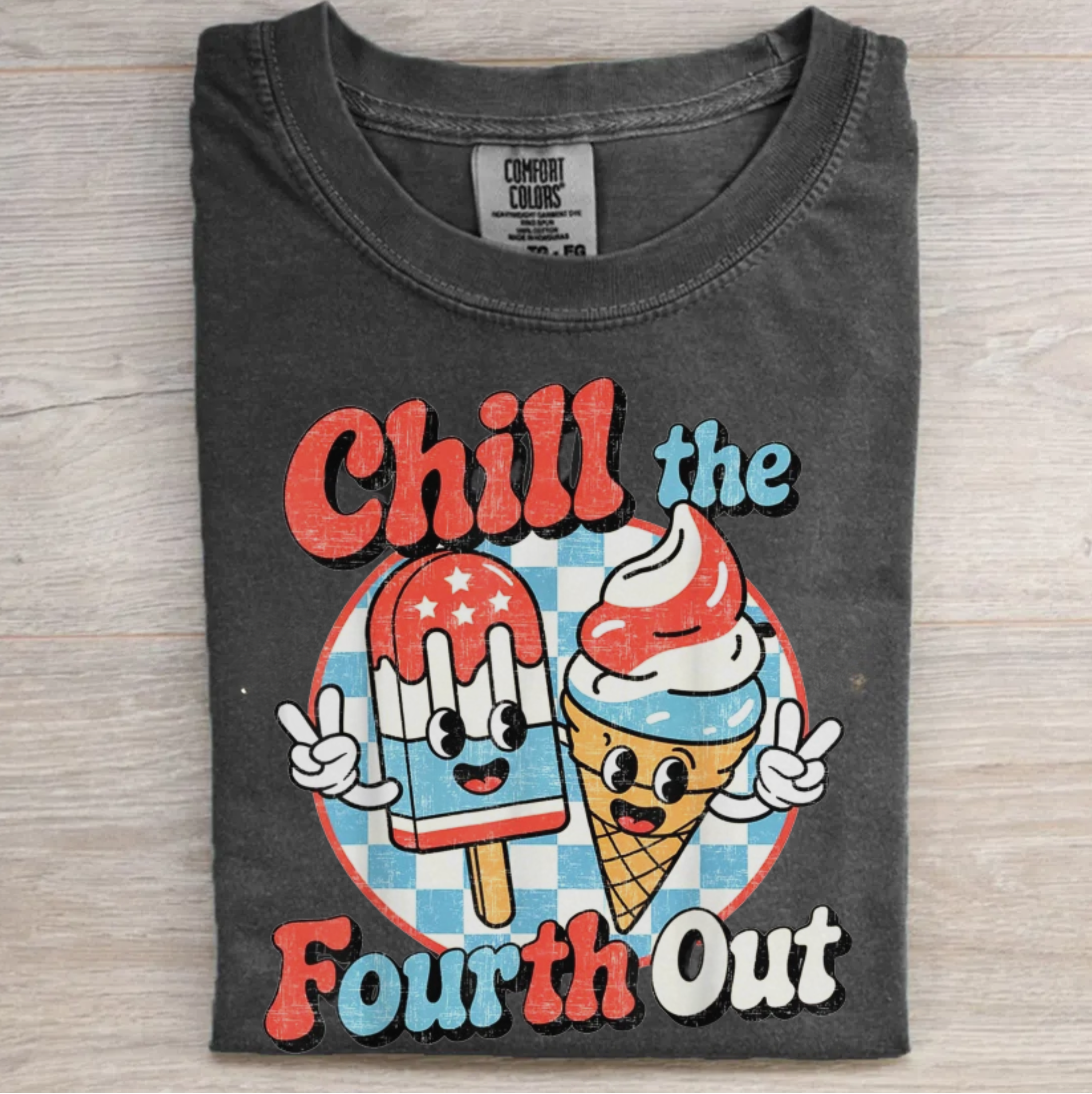 Chill the Fourth Out Funny 4th of July Ice Cream and Popsicle USA T-Shirt