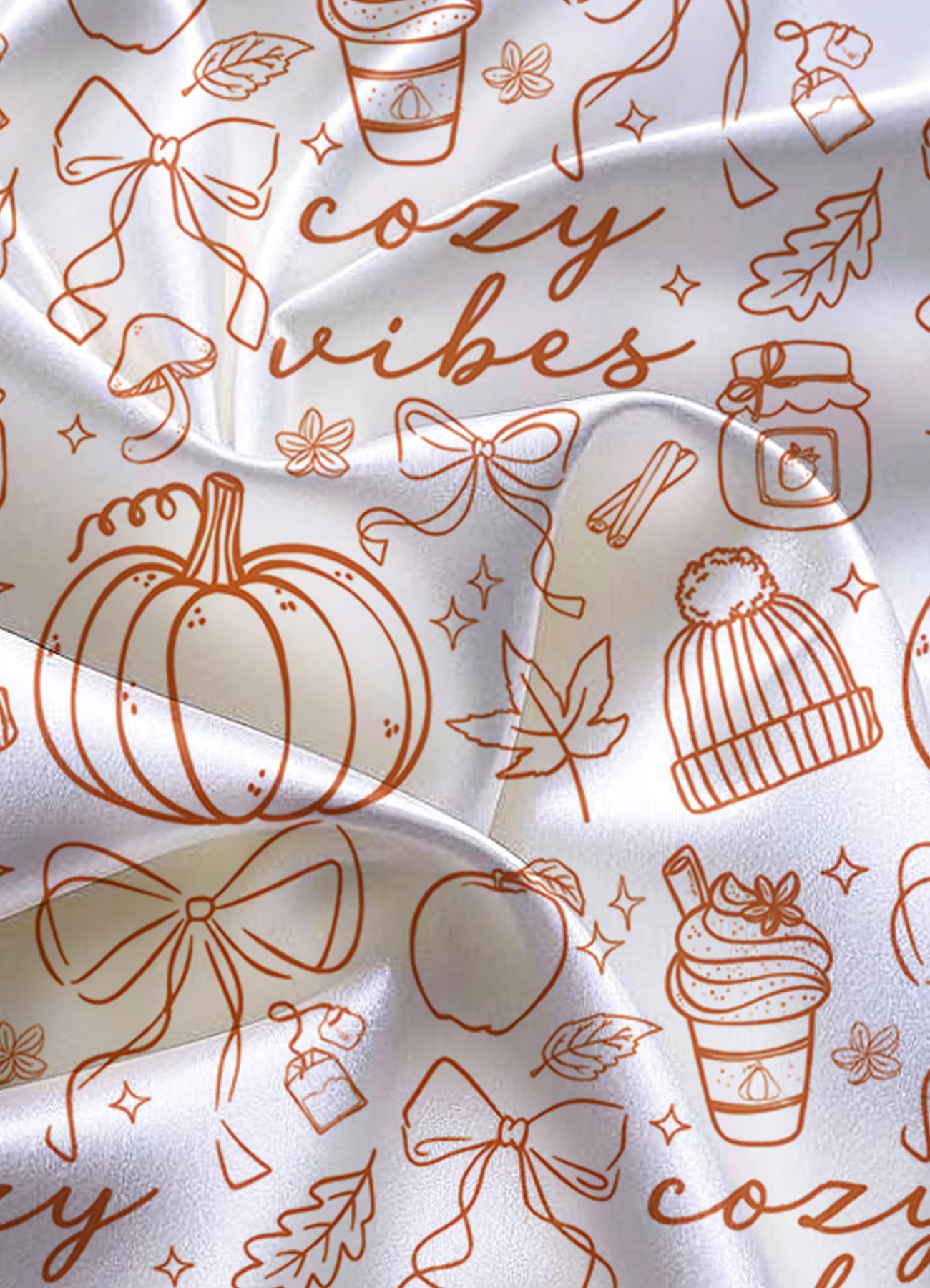 Women’s Coquette Pumpkin Spice Satin Pajama Set – Fall Cozy Matching PJs