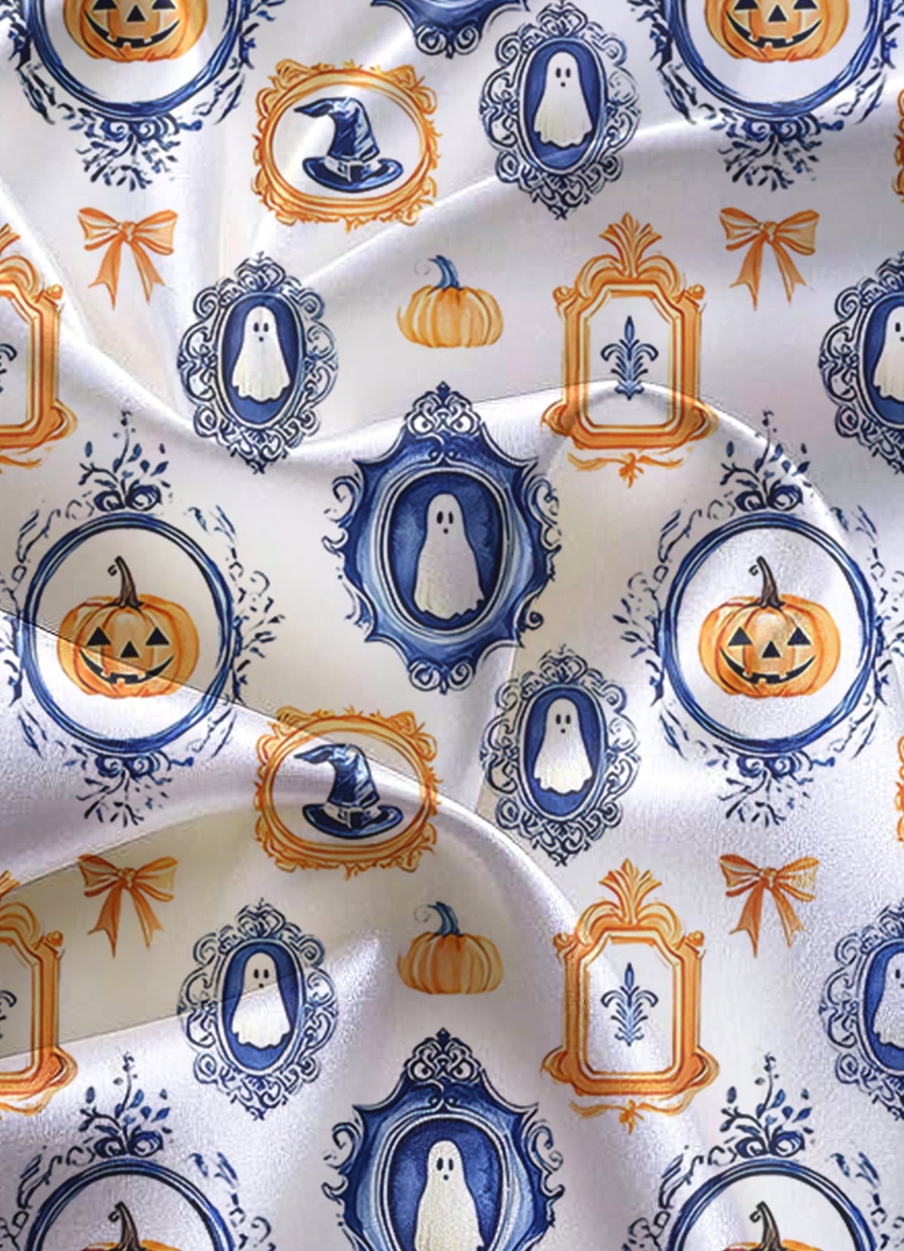 Autumn Pumpkin Spice Satin Pajama Set – Preppy Halloween Matching PJs