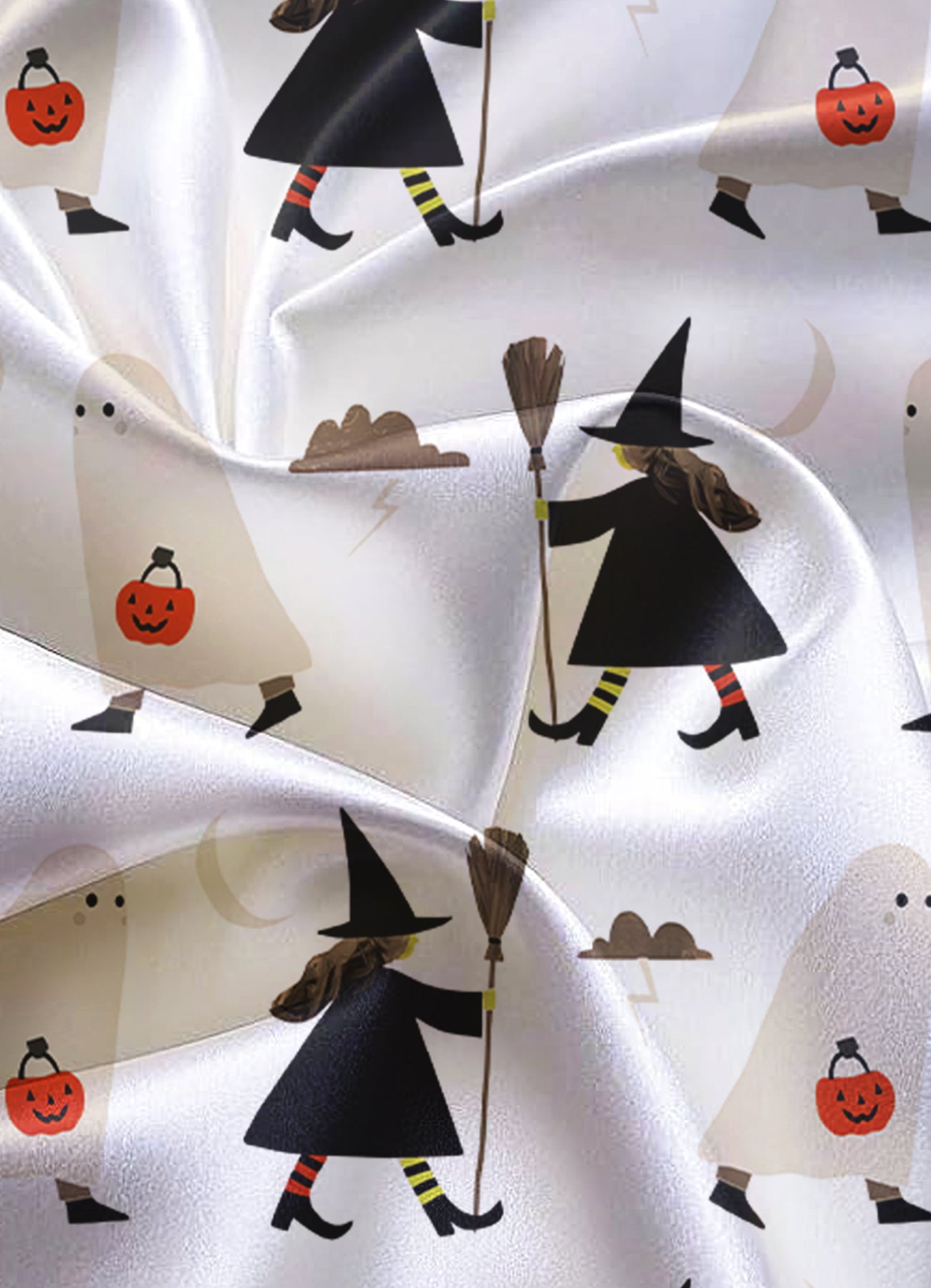 Witch & Ghost Halloween Satin Pajama Set – Matching Mom & Daughter PJs