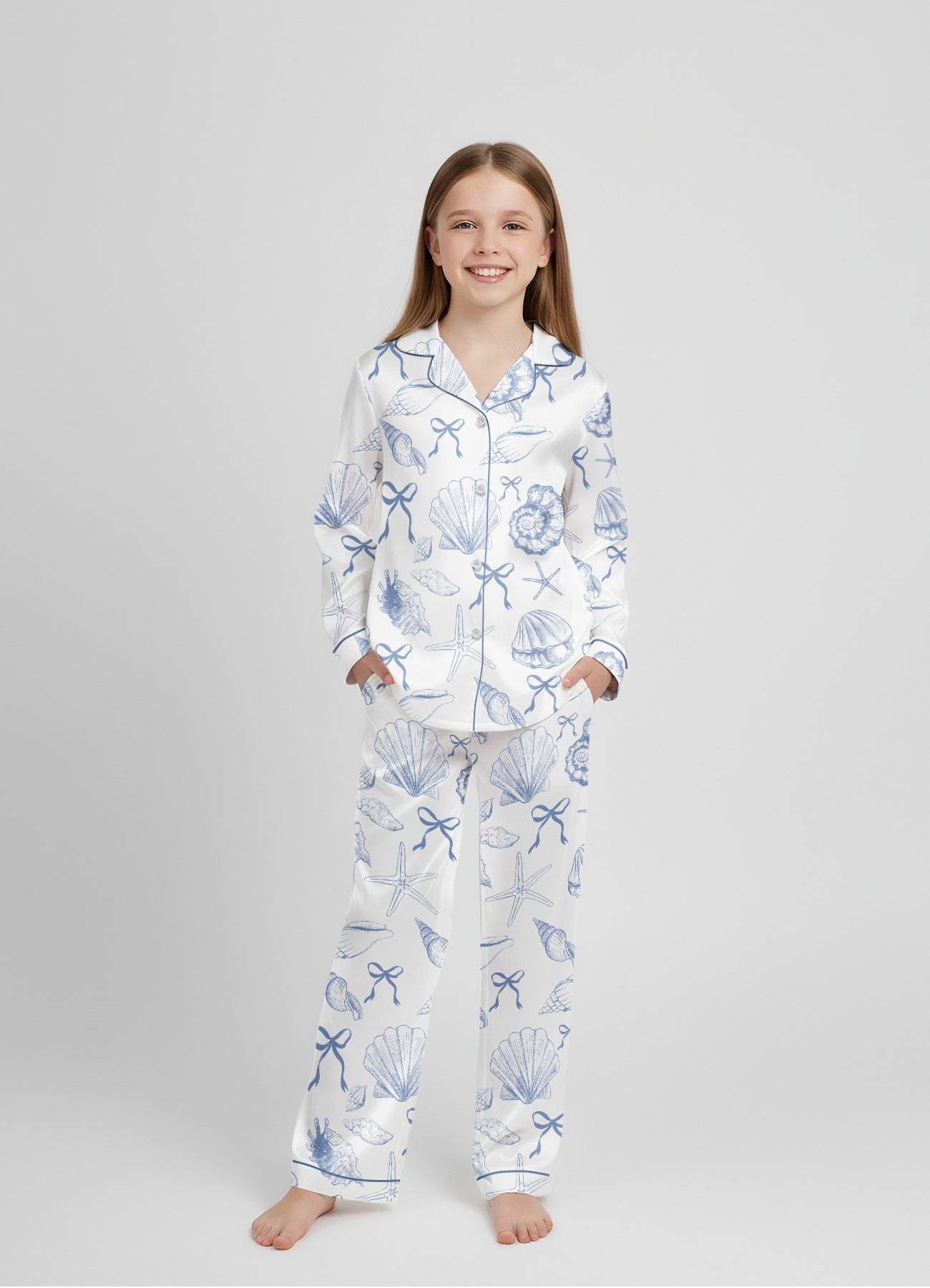 Women’s Coquette Seashell Satin Pajama Set – Matching PJs With My Girly PJs