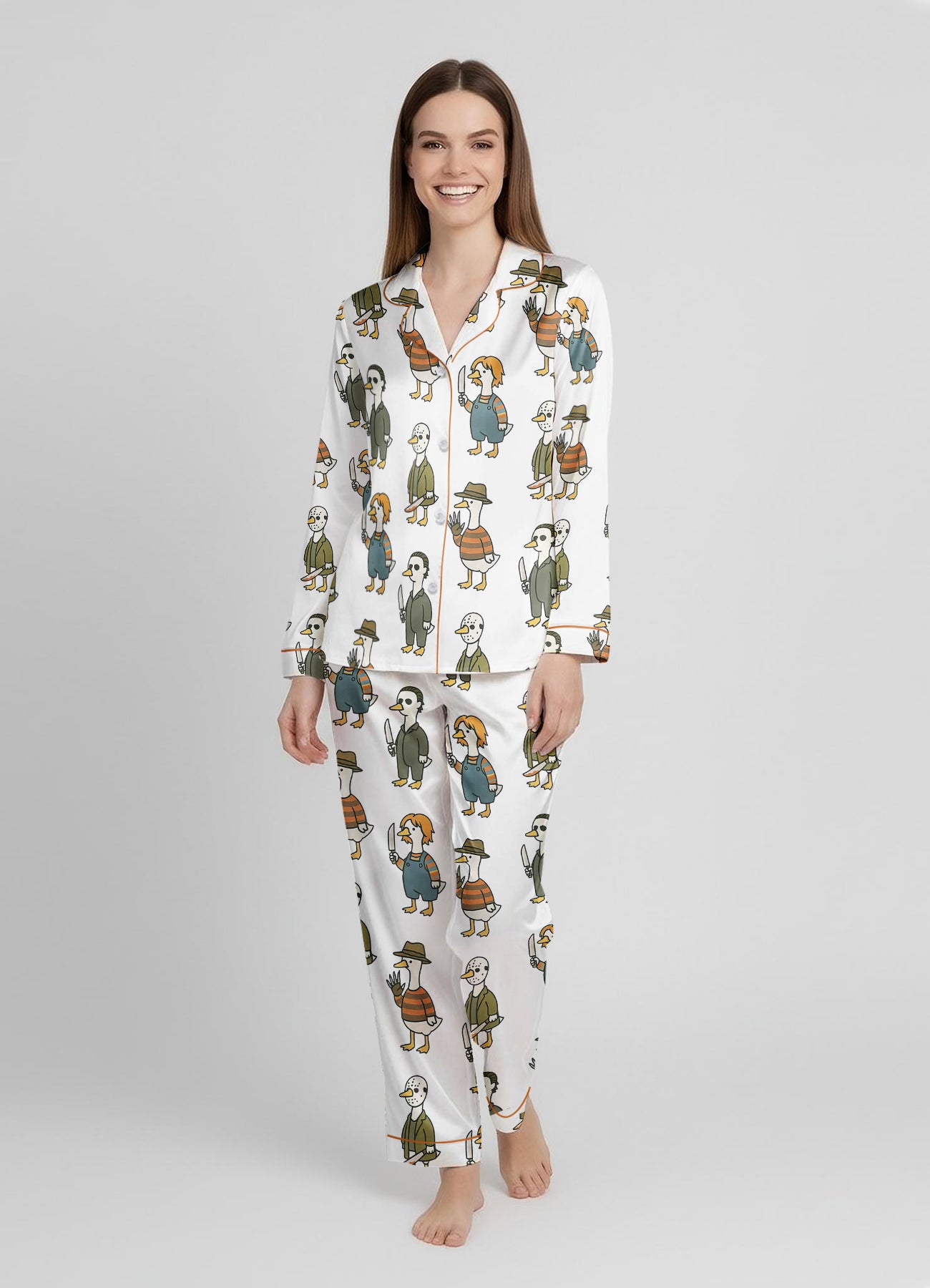 Horror Goose Halloween Satin Pajama Set – Matching Mom & Daughter PJs