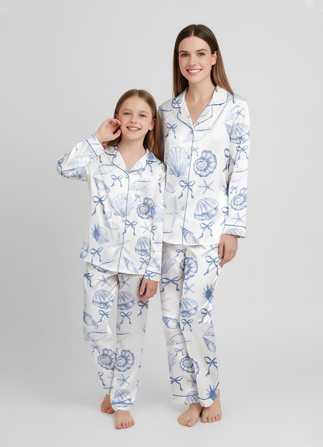 Women’s Coquette Seashell Satin Pajama Set – Matching PJs With My Girly PJs