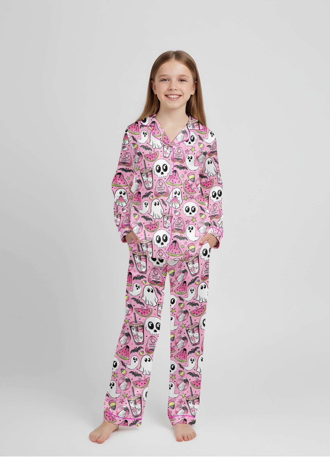 Spooky Watermelon Ghost Halloween - Matching PJs With My Girly PJs