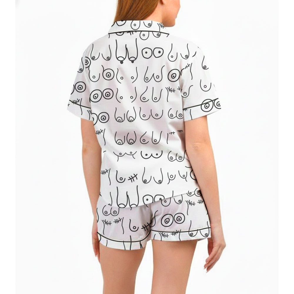 Breast Cancer Awareness Pink Ribbon Satin Pajama Set