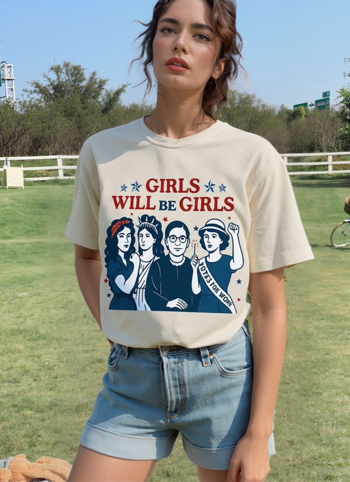 Girls Will Be Girls Tee – Patriotic Feminist 4th of July Shirt (Comfort Colors®)