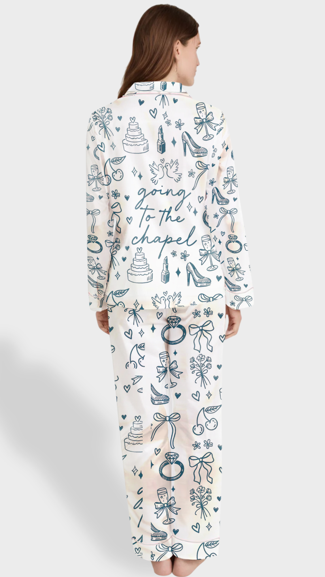 Coquette Short Sleeve PJs for Wedding & Bachelorette- Bride Satin Pajama Set