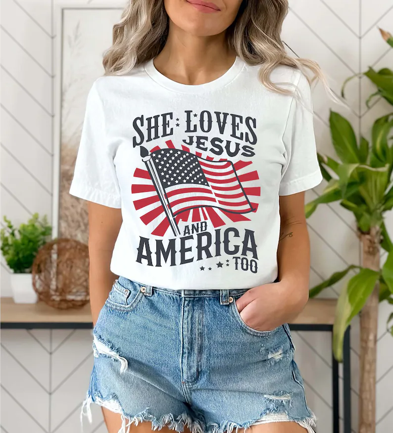 Christian 4th of July Shirt – Jesus and America Retro Tee