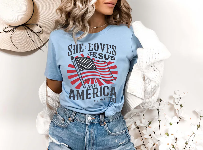 Christian 4th of July Shirt – Jesus and America Retro Tee