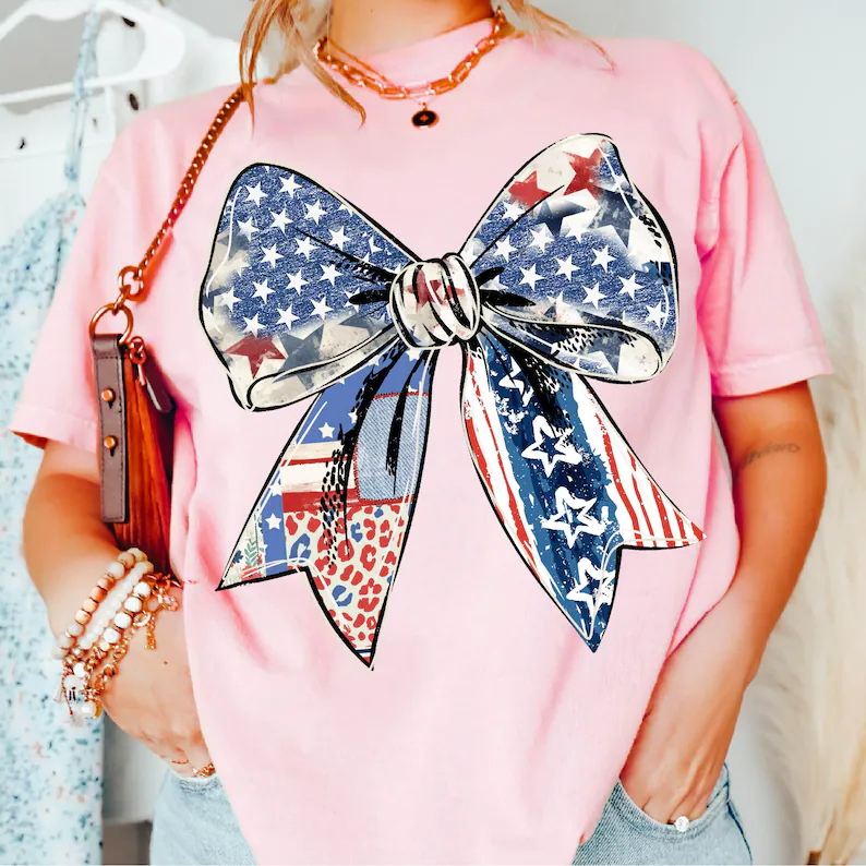 Coquette Bow 4th of July Tee – American Flag Shirt