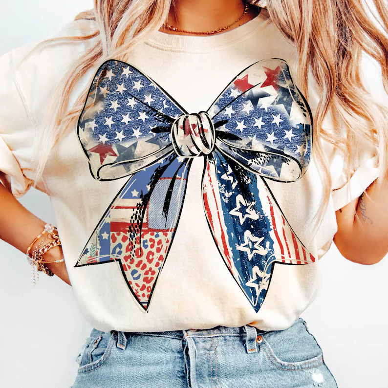 Coquette Bow 4th of July Tee – American Flag Shirt