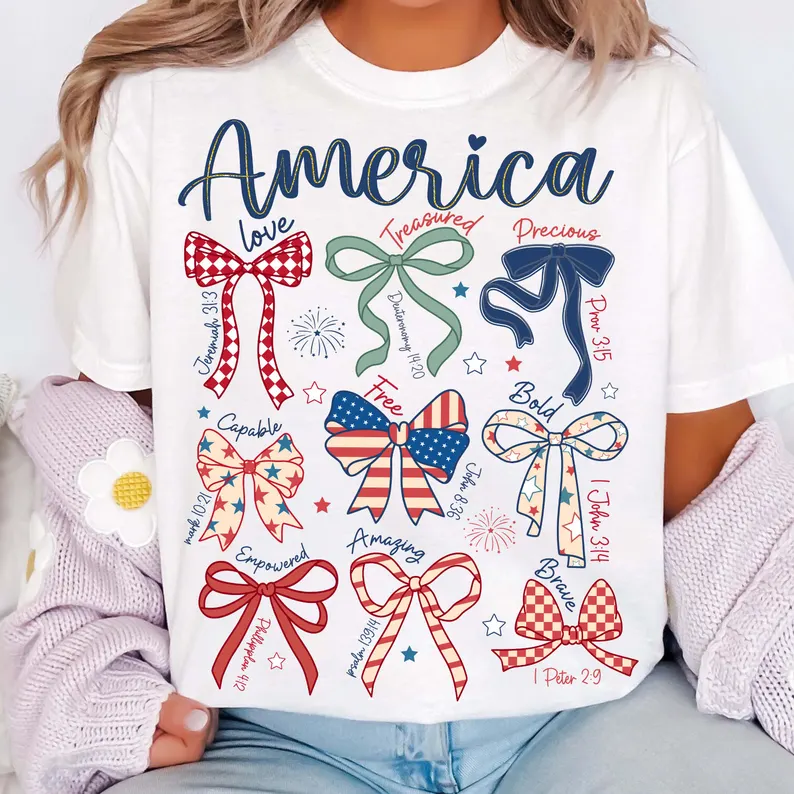Coquette USA Shirt – Patriotic Bible Verse Tee for 4th of July