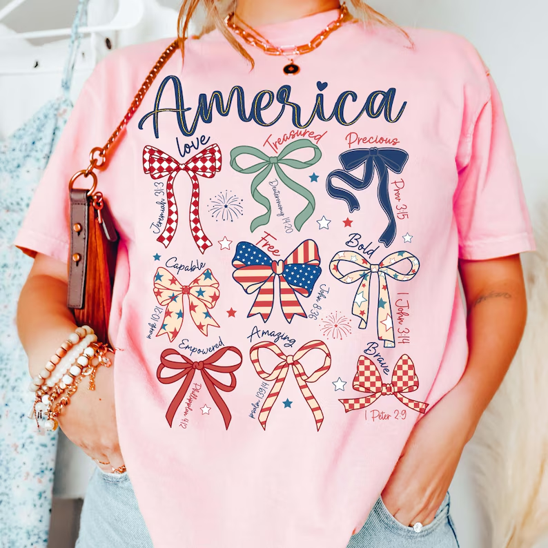 Coquette USA Shirt – Patriotic Bible Verse Tee for 4th of July