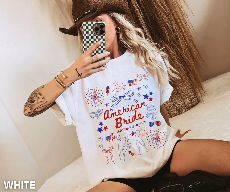 Patriotic Bride 4th of July Shirt – Coquette Bachelorette Tee