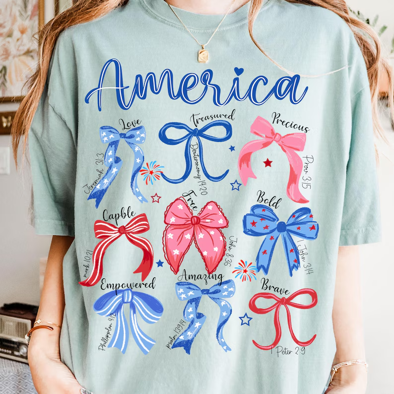 America Coquette USA T-Shirt – Patriotic Bible Verse Tee