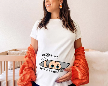 Excuse Me, Is It July Yet? – Pregnancy Announcement Tee