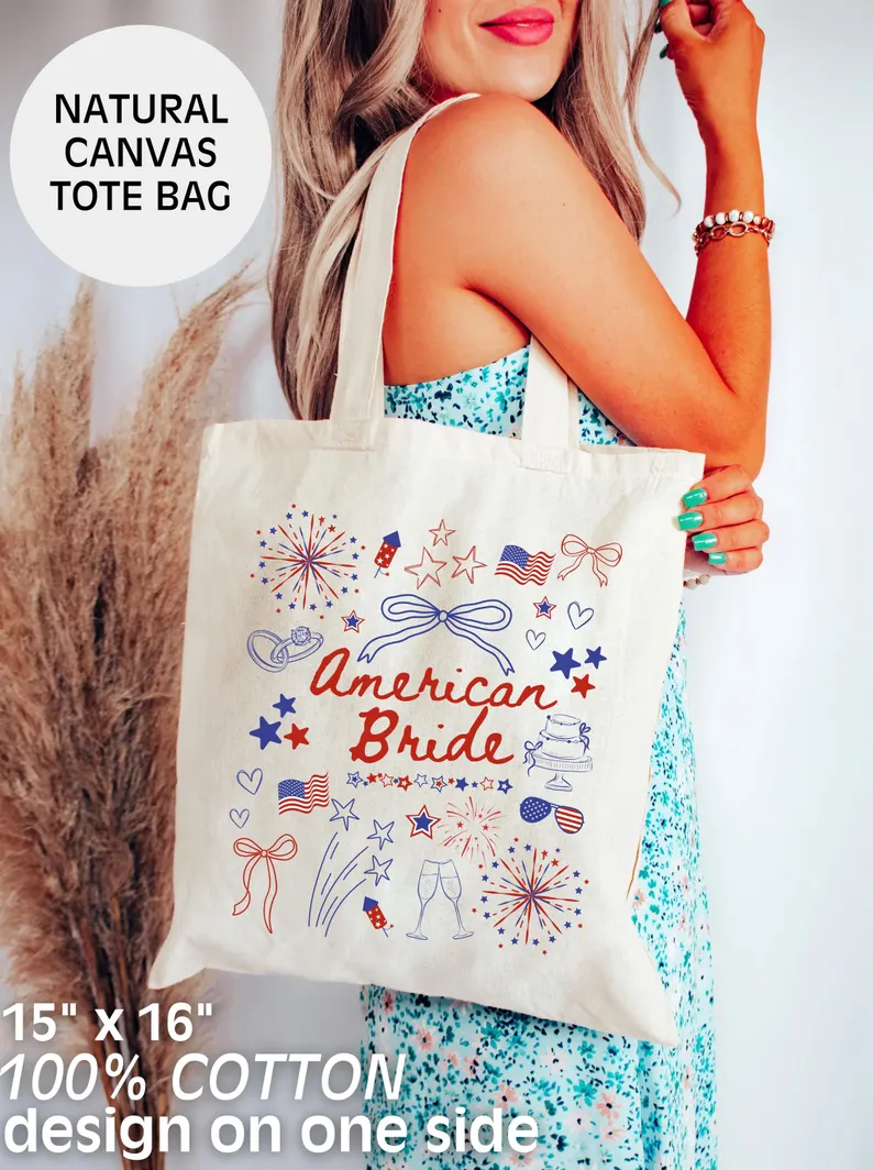 4th of July Bachelorette Tote – Coquette Bow American Bride Bag