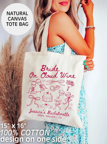 Bride on Cloud Wine Tote – Custom Bachelorette Party Bag