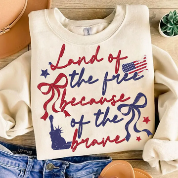 Land of the Free Because of the Brave – Retro 4th of July Sweate
