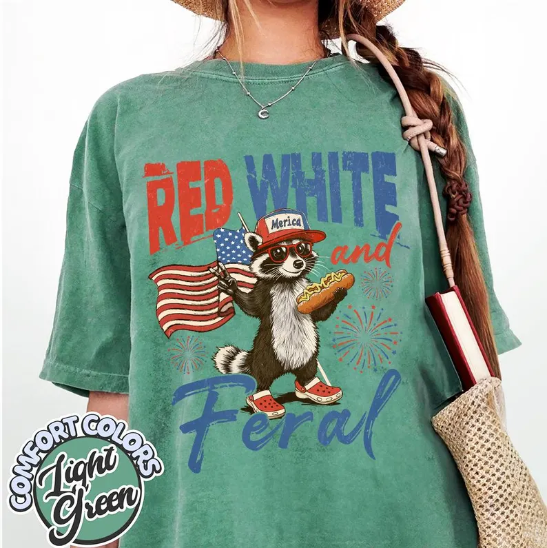 Funny USA Raccoon Shirt – Red White and Feral Comfort Colors Tee