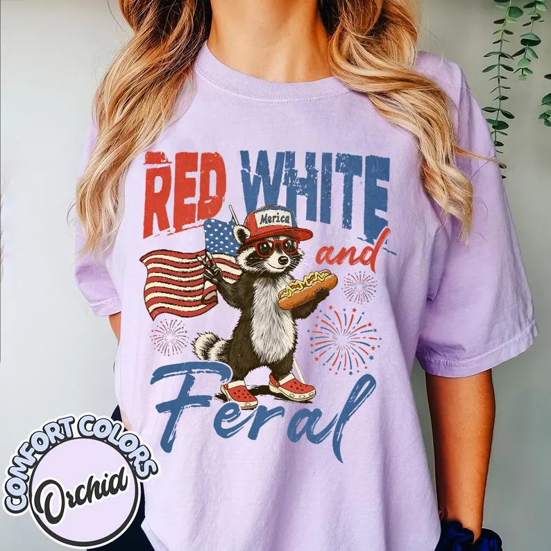 Funny USA Raccoon Shirt – Red White and Feral Comfort Colors Tee