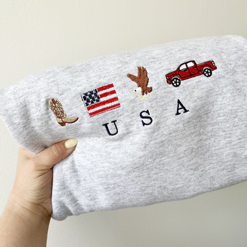 America Embroidered Sweatshirt – 4th of July Western Vibes