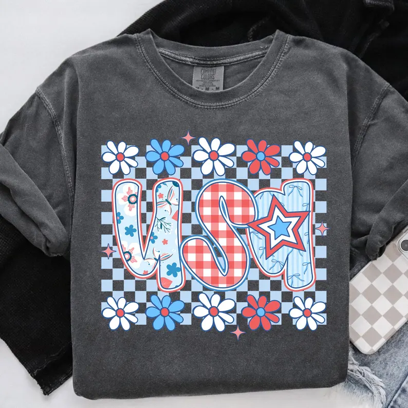 Preppy USA Tee – Coquette 4th of July Shirt Comfort Colors®