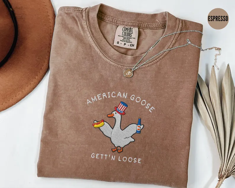 Silly Goose USA Tee – Embroidered 4th of July Shirt Comfort Colors®