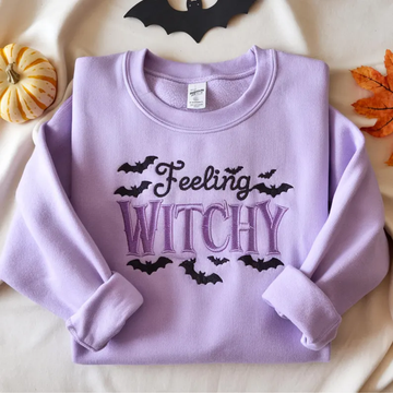 Witchy Embroidered Halloween Sweatshirt