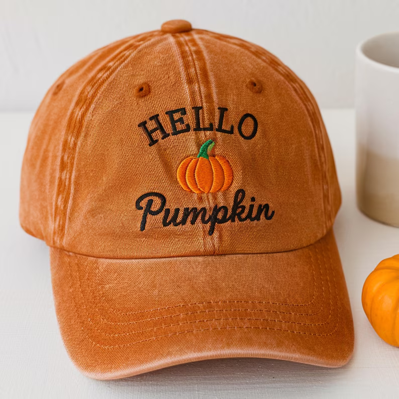 Embroidered Hello Pumpkin Dad Hat