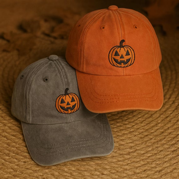 Ghost Pumpkin Embroidered Hat – Vintage Halloween Baseball Cap, Spooky Season Gift