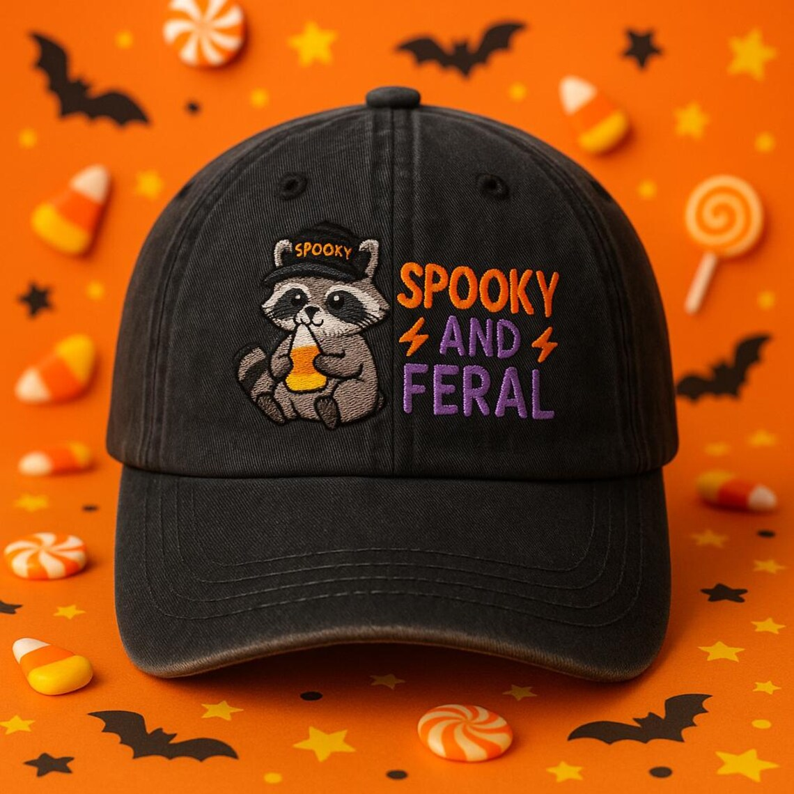 Funny Raccoon Embroidered Halloween Hat