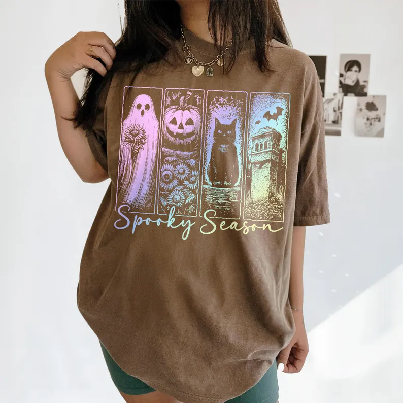 Retro Halloween Graphic Tee, Ghost Shirt