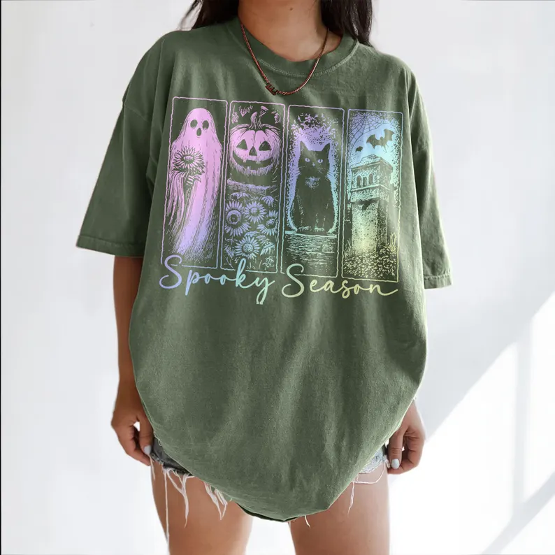 Retro Halloween Graphic Tee, Ghost Shirt