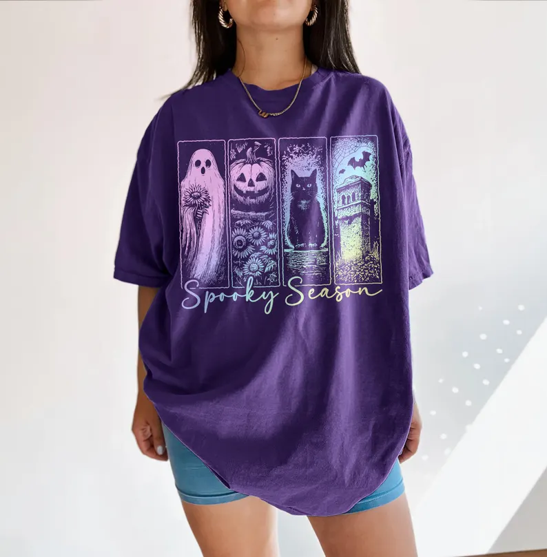 Retro Halloween Graphic Tee, Ghost Shirt