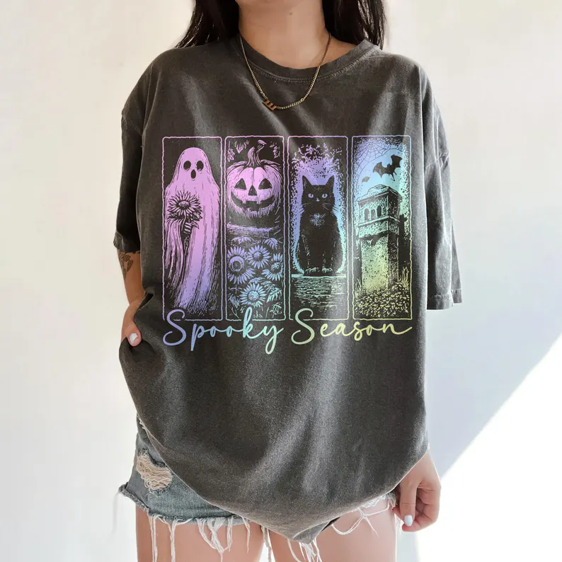 Retro Halloween Graphic Tee, Ghost Shirt