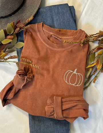 Pumpkin Embroidered Sweatshirt – Premium Comfort Colors Crewneck