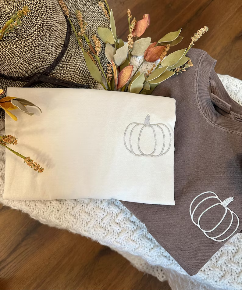 Pumpkin Embroidered Sweatshirt – Premium Comfort Colors Crewneck