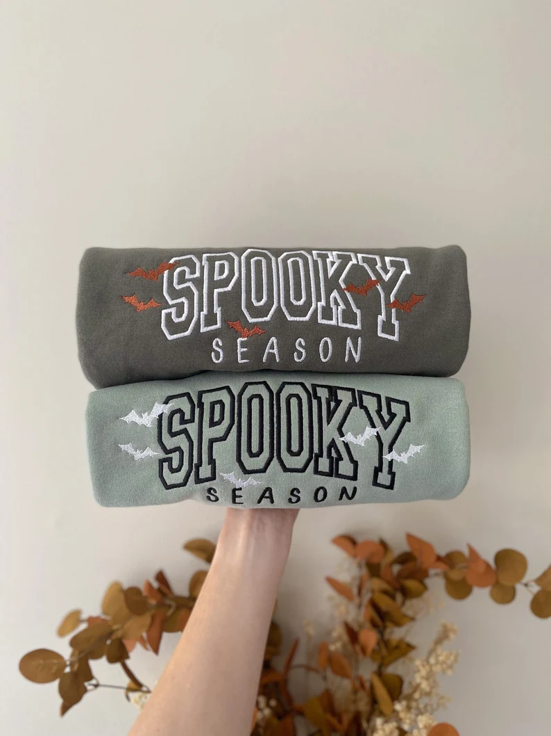 Spooky Season Varsity Halloween Sweatshirt – Premium Comfort Colors Crewneck