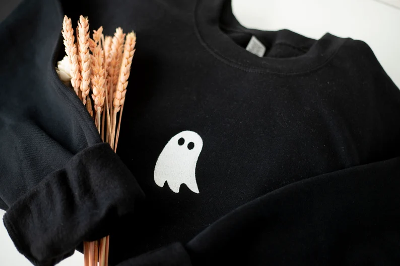 Halloween Embroidered Ghost  Sweatshirt